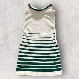 Free People High Five Seamless TankTop Sleeveless Green and Cream High Neck XS/S